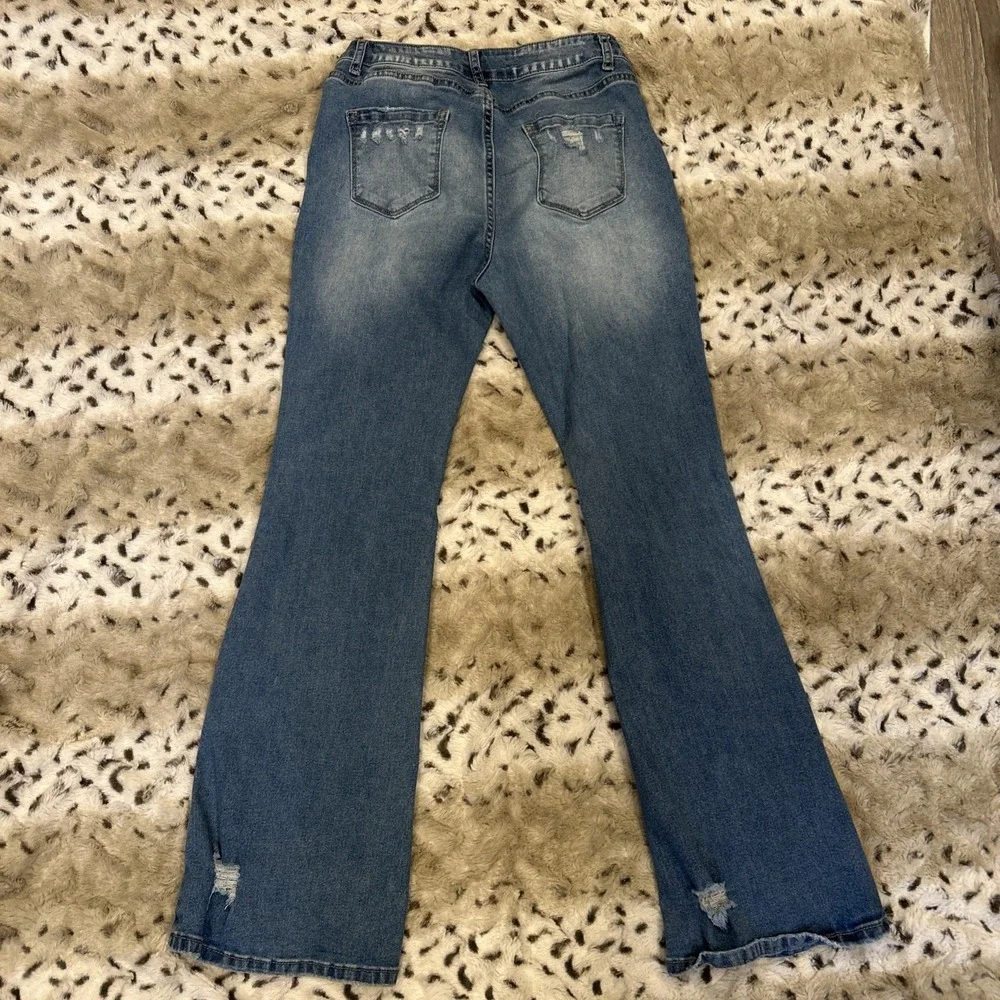 Women's Denim Bootcut Stretch‎ Distressed Blue Light Wash Jeans Size 6 (28x29)